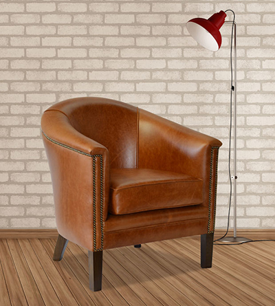 Tub Chairs Specialists Kent, Real Leather Tub Chair Brown