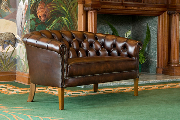 Victorian Leather Tub 2-Seater Sofa