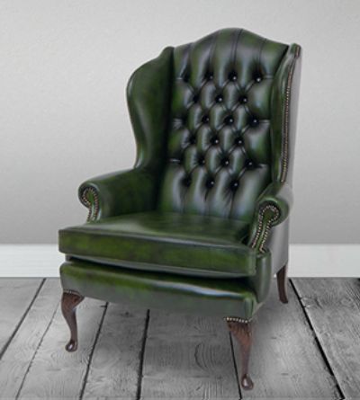 Winged Chairs Kent Kingsgate Furniture, Grey Leather Queen Anne Chair
